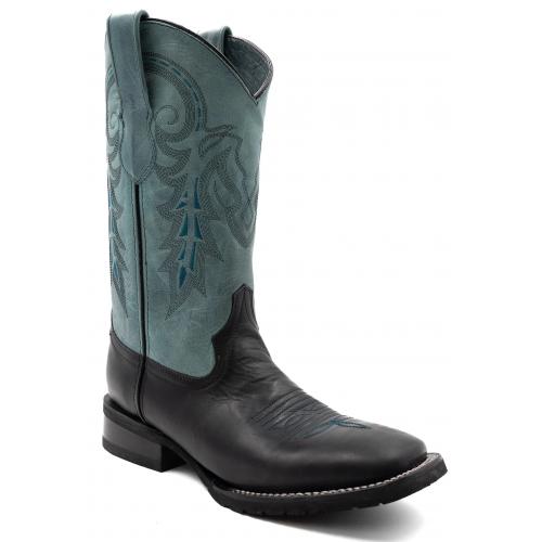 Ferrini "Maverick" Black Genuine Full Grain Leather Square Toe Cowboy Boots 15093-04